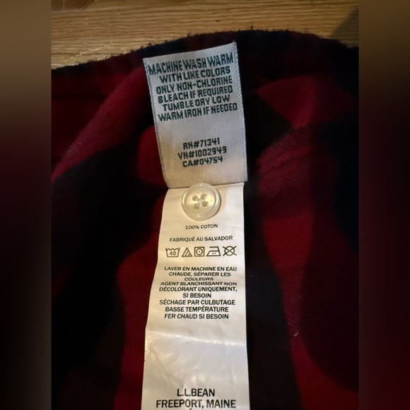 VTG LL Bean Long Flannel Nightgown Women’s Size M/Petite Red/Black Buffalo Plaid - Picture 8 of 12